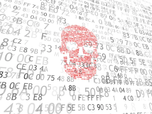 Konzept der Computersicherheit. der Schädel des Hexadezimalcodes. Piraten online. Cyberkriminelle. Hacker knackten den Code — Stockfoto