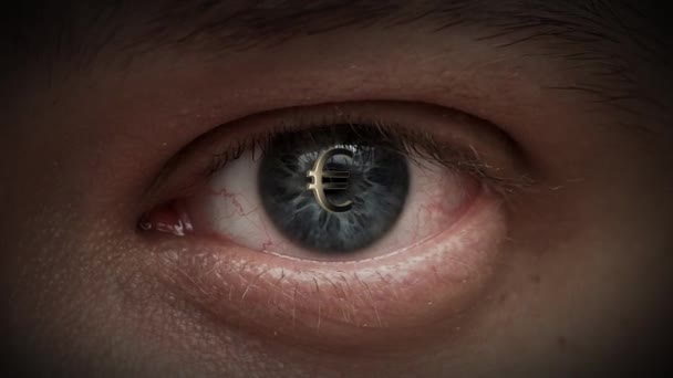 Animation d'un homme avec le symbole de l'euro dans les yeux — Video