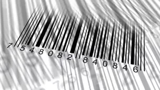 Barcodescanner door barcodelezer. Close-up op array van cijfers. chaos cijfers — Stockvideo