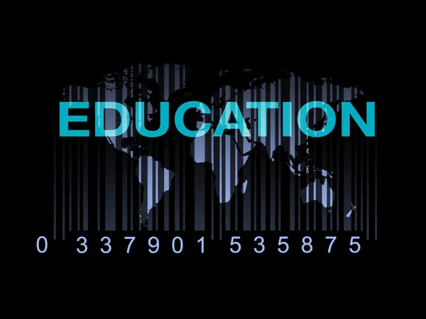 Educação no mapa do mundo com código de barras (qualidade da educação ) — Fotografia de Stock