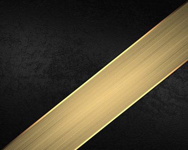 Black abstract texture with gold ribbon. Element for design. Template for design.