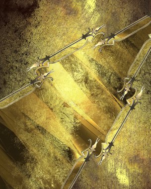 Background of antique ornaments from the old shabby gold. Template for design. copy space for ad brochure or announcement invitation, abstract background