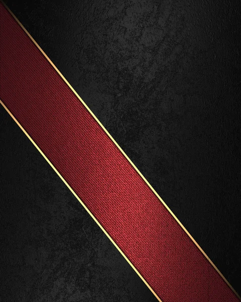 Black velvet texture with red ribbon. Element for design. Template for design. — Stock Photo, Image