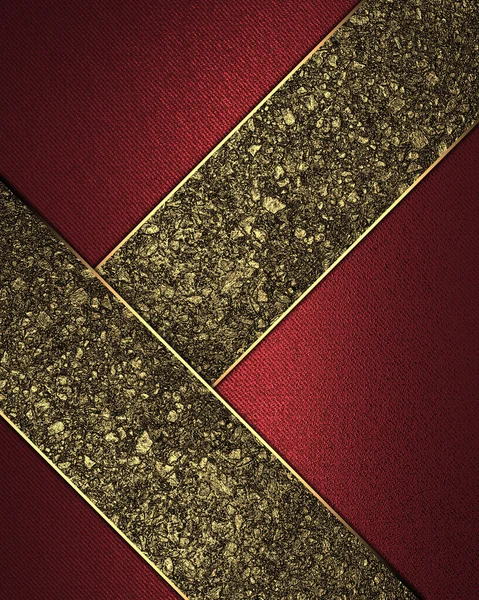 Fondo rosso con strisce d'oro. Elemento per il design. Modello per il design. copia spazio per brochure pubblicitaria o invito all'annuncio, sfondo astratto — Foto Stock