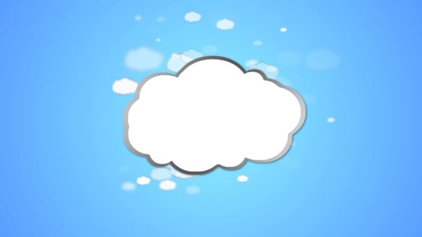 Nuages de papier blanc sur fond bleu. Concept de Cloud Computing . — Video