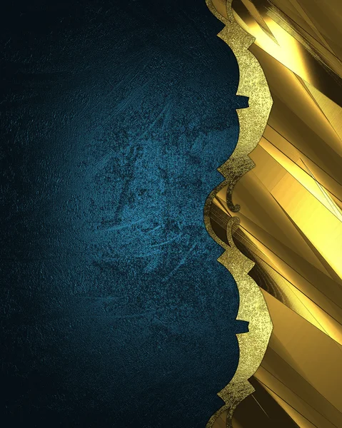 Blue abstract background with gold edge. Element for design. Template for design. copy space for ad brochure or announcement invitation, abstract background — Stock fotografie