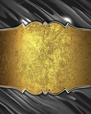 Metal shiny background with golden frame. Element for design. Template for design. copy space for ad brochure or announcement invitation, abstract background