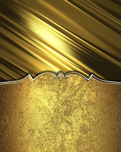 Gold frame with old gold metal on gold texture. Element for design. Template for design. copy space for ad brochure or announcement invitation, abstract background — Stok fotoğraf