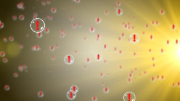 Point d'exclamation rouge. Beaucoup de points d'exclamation. Beaucoup de bulles avec des points d'interrogation 