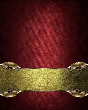 Red velvet texture with a rich golden nameplate. Element for design. Template for design. copy space for ad brochure or announcement invitation, abstract background