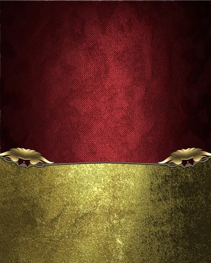 Red velvet texture with a rich golden ornaments. Element for design. Template for design. copy space for ad brochure or announcement invitation, abstract background