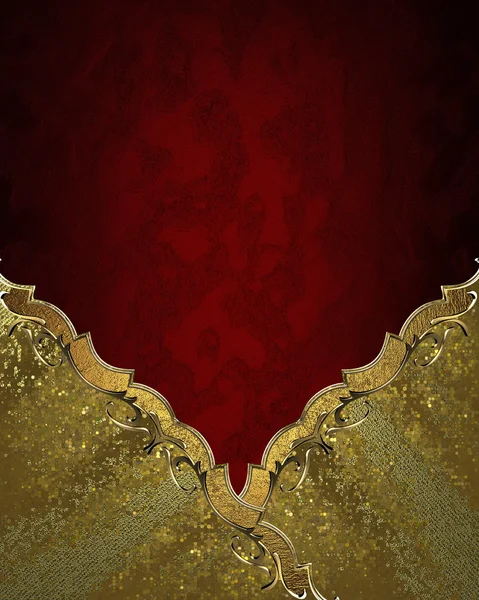 Red texture with an gold ornament in the corner. Element for design. Template for design. copy space for ad brochure or announcement invitation, abstract background — Stok fotoğraf
