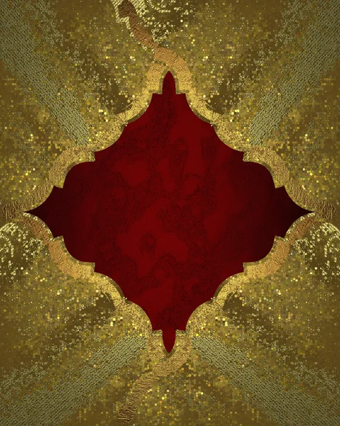 Beautiful red frame with gold. Element for design. Template for design. copy space for ad brochure or announcement invitation, abstract background — Zdjęcie stockowe