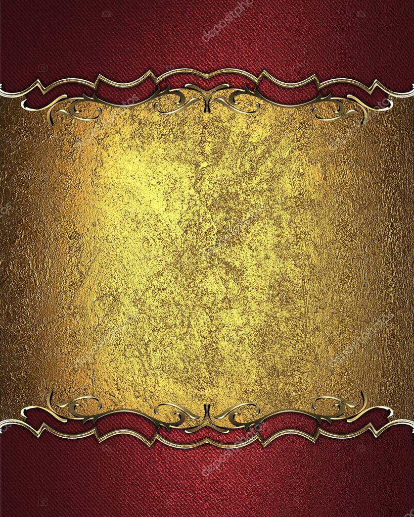 Gold Nameplate For Text With Gold Border On Red Texture Template