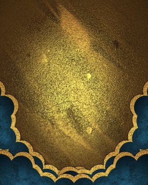 The blue frame with golden texture. Element for design. Template for design. copy space for ad brochure or announcement invitation, abstract background