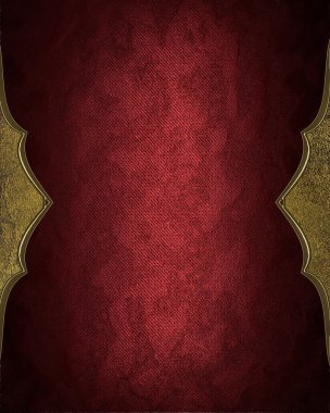 Red texture with gold ornaments on the sides. Element for design. Template for design. copy space for ad brochure or announcement invitation, abstract background