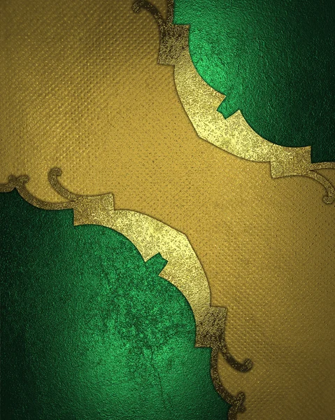 Moldura verde com ornamentos de ouro com uma placa de ouro. Elemento para design. Modelo para design. espaço de cópia para anúncio brochura ou anúncio convite, fundo abstrato — Fotografia de Stock