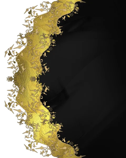 Black background with gold ornaments. Element for design. Template for design. copy space for ad brochure or announcement invitation, abstract background — 图库照片