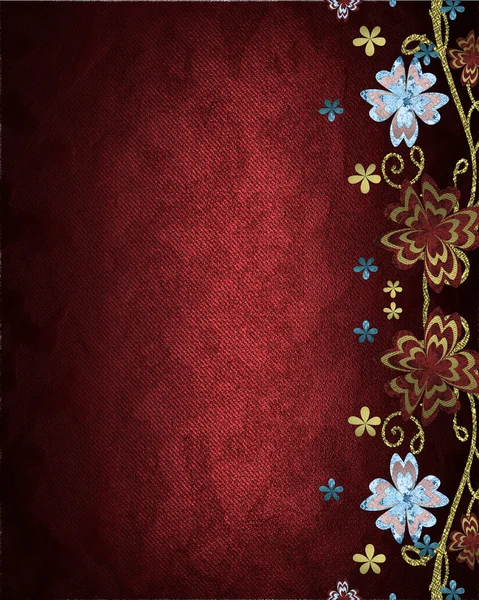 Red background with patterned flowers. Element for design. Template for design. copy space for ad brochure or announcement invitation, abstract background — 图库照片