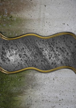 Old cement background with metal plate. Element for design. Template for design. copy space for ad brochure or announcement invitation, abstract background