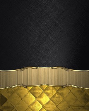 Black background with gold ribbon. Element for design. Template for design. copy space for ad brochure or announcement invitation, abstract background