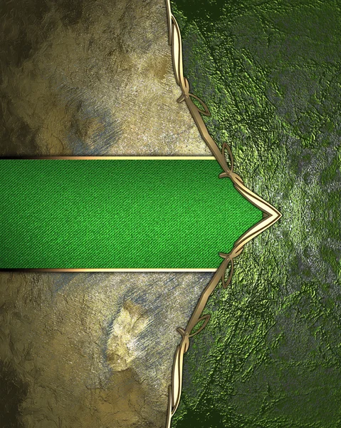 Grunge fondo dorado con cinta verde. Elemento para el diseño. Plantilla para diseño. espacio para la copia de anuncio folleto o anuncio invitación, fondo abstracto —  Fotos de Stock