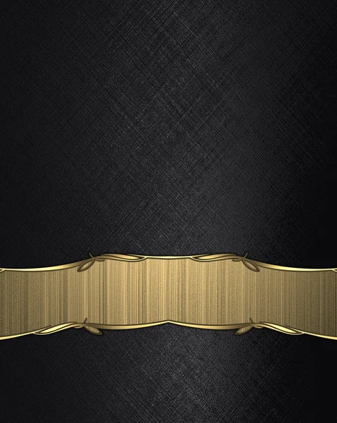 Black background with gold ribbon. Element for design. Template for design. copy space for ad brochure or announcement invitation, abstract background — 图库照片