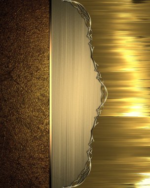 Grunge gold background with a beautiful plate. Element for design. Template for design. copy space for ad brochure or announcement invitation, abstract background