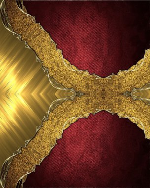 Golden decoration on red texture. Element for design. Template for design. copy space for ad brochure or announcement invitation, abstract background
