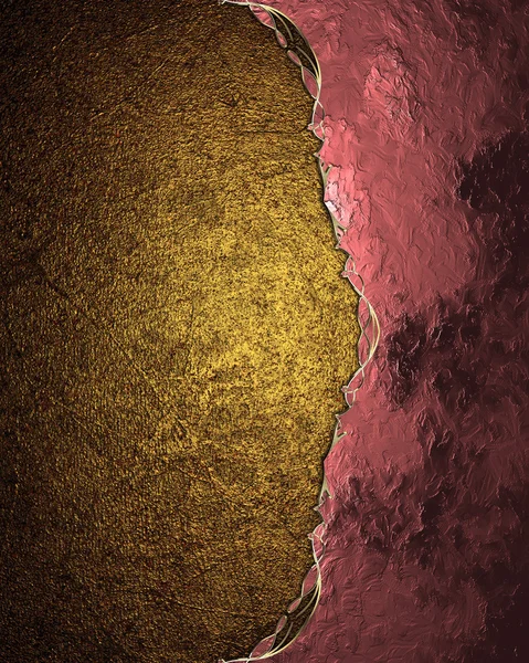 Grunge fundo dourado com decoração rosa. Elemento para design. Modelo para design. espaço de cópia para anúncio brochura ou anúncio convite, fundo abstrato — Fotografia de Stock