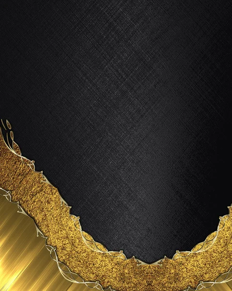 Decorazione dorata su texture nera. Elemento per il design. Modello per il design. copia spazio per brochure pubblicitaria o invito all'annuncio, sfondo astratto — Foto Stock