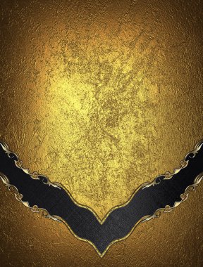 Black ribbon with golden edges on gold background. Element for design. Template for design. copy space for ad brochure or announcement invitation, abstract background