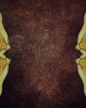 Grunge brown background with gold ornaments on the edges. Element for design. Template for design. copy space for ad brochure or announcement invitation, abstract background