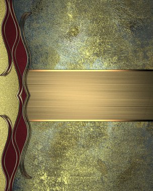 Grunge metal texture with a golden plate. Element for design. Template for design. copy space for ad brochure or announcement invitation, abstract background