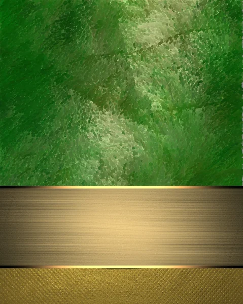 Grunge green background with a gold plate. Element for design. Template for design. copy space for ad brochure or announcement invitation, abstract background — Stock fotografie