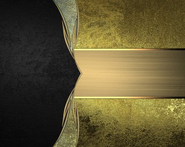 Black and gold background with a sign. Element for design. Template for design. copy space for ad brochure or announcement invitation, abstract background