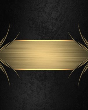Black background with a gold nameplate. Element for design. Template for design. copy space for ad brochure or announcement invitation, abstract background