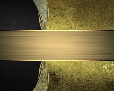 Black and gold background with a sign. Element for design. Template for design. copy space for ad brochure or announcement invitation, abstract background