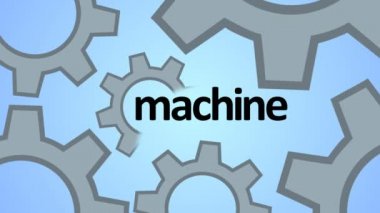 Makine, ilerleme, takım çalışması. Teknoloji ve techno şekilleri. Dişli sembolü. Ekip oluşturma kavramı.