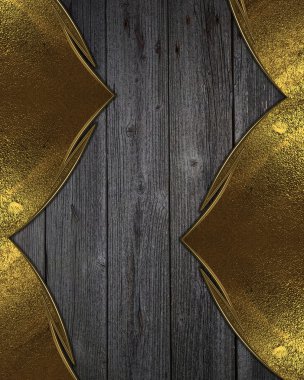 Background of wood with gold decoration. Element for design. Template for design. copy space for ad brochure or announcement invitation, abstract background