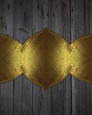 Background of wood with a gold name plate. Element for design. Template for design. copy space for ad brochure or announcement invitation, abstract background