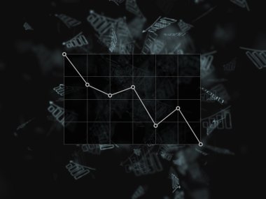 siyah arka plan grafik üzerinde düşen çubuk grafik aşağı bar. Birçok siyah bir arka plan üzerinde grafik. iş, finans, yatırım, tasarruf ve kavram nakit