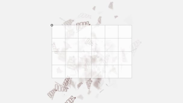 Gráfico de barras cayendo en los gráficos de fondo blanco, abajo de la barra. Muchos gráficos sobre un fondo negro. negocio, finanzas, inversión, ahorro y concepto de efectivo — Vídeo de stock