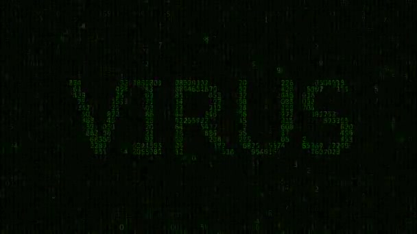 İkili ve onaltılı kodu. Bilgisayar virüsü, bilgisayar güvenlik ihlali tarafından Enfeksiyon Mod kavramı — Stok video