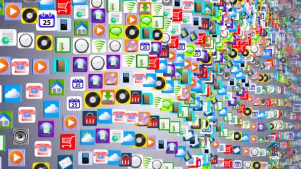 App mobile di molte applicazioni mobili ondeggianti sulle onde — Video Stock