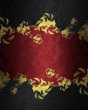 Black background with gold pattern and red nameplate. Element for design. Template for design. copy space for ad brochure or announcement invitation, abstract background.