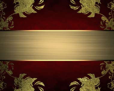 Red background with gold frame and nameplate. Element for design. Template for design. copy space for ad brochure or announcement invitation, abstract background.