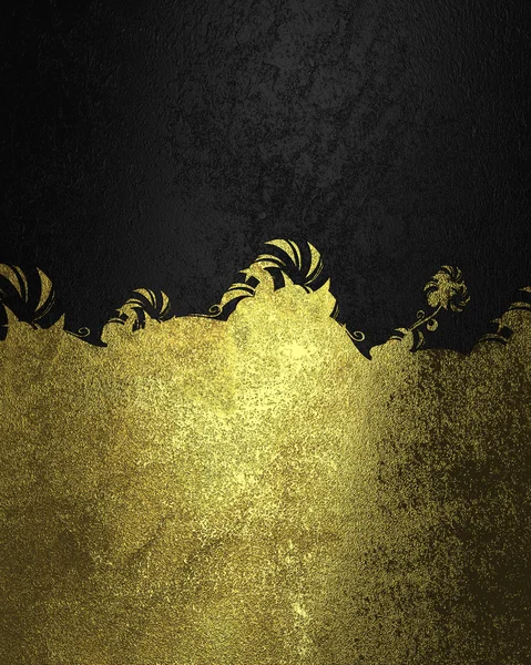 Black background and gold ornament. Element for design. Template for design. copy space for ad brochure or announcement invitation, abstract background. — Stockfoto