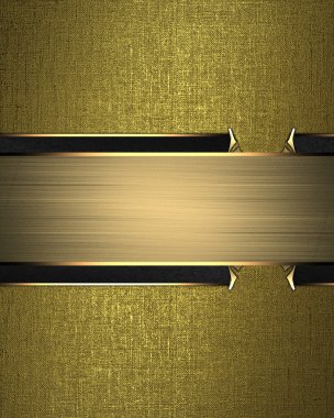 Golden background with a gold plate. Element for design. Template for design. copy space for ad brochure or announcement invitation, abstract background.