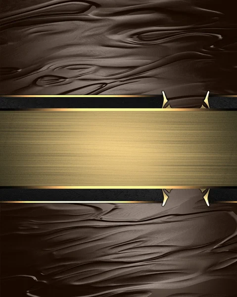 Brown background with a gold plate. Element for design. Template for design. copy space for ad brochure or announcement invitation, abstract background. — Φωτογραφία Αρχείου